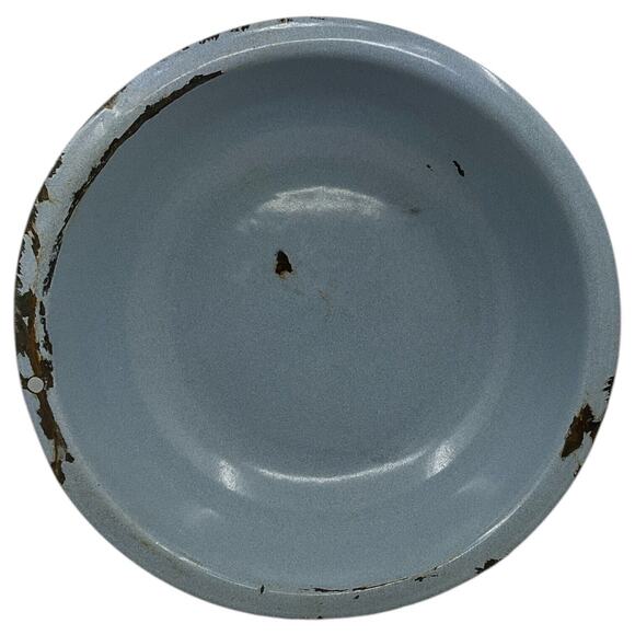 Baby Blue Speckled Graniteware Bowl Mixing Basin Bread Making Fruit Centerpiece - Picture 7 of 8